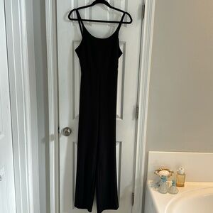 Blue Blush Spaghetti Strap Black Jumpsuit w/ Cut-Out Back & Sash